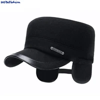 ment military cap autumn winter warm with earmuffs baseball cap male outdoor thickening dad ear protection hat snapback