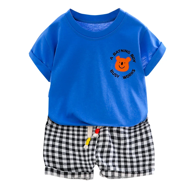 

Baby Boys Girls Clothing Sets Summer Infant Rainbow Short Sleeve T Shirt Shorts Children Cartoon Bear Clothes Kids Outfits