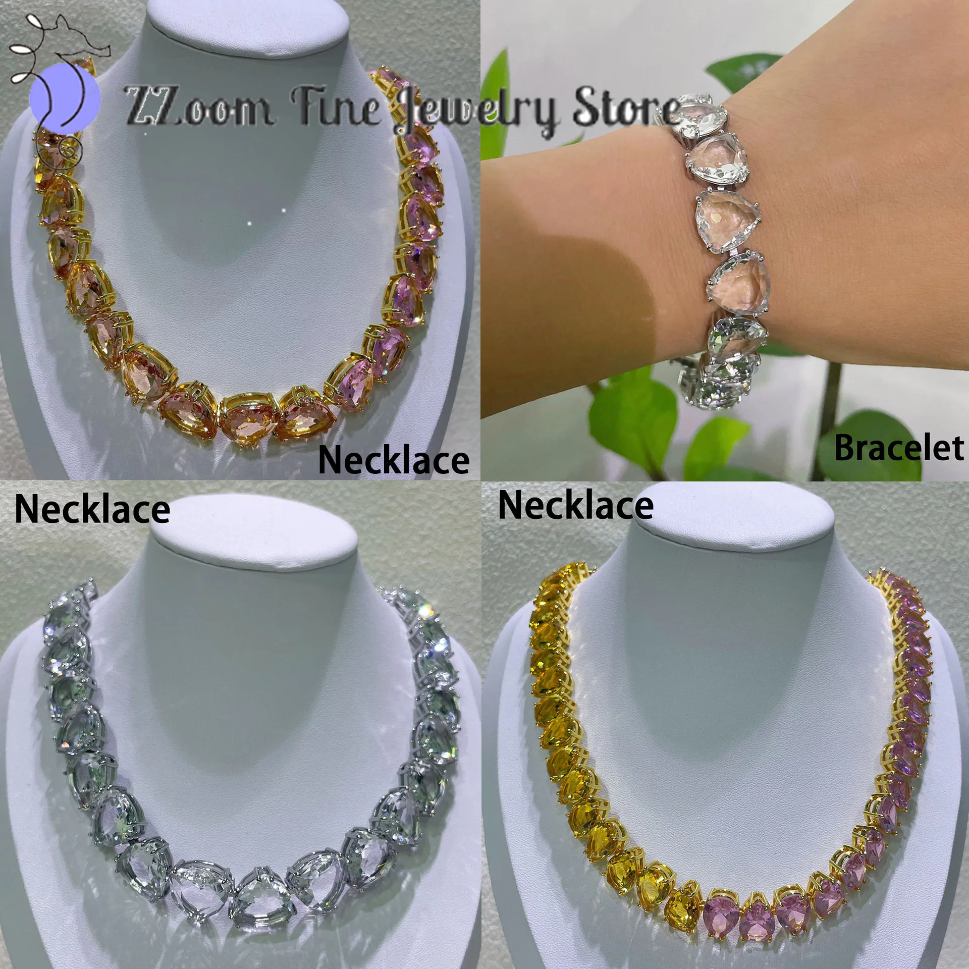 Оригинальное изысканное ожерелье с розовым кристаллом серьги кольцо белый