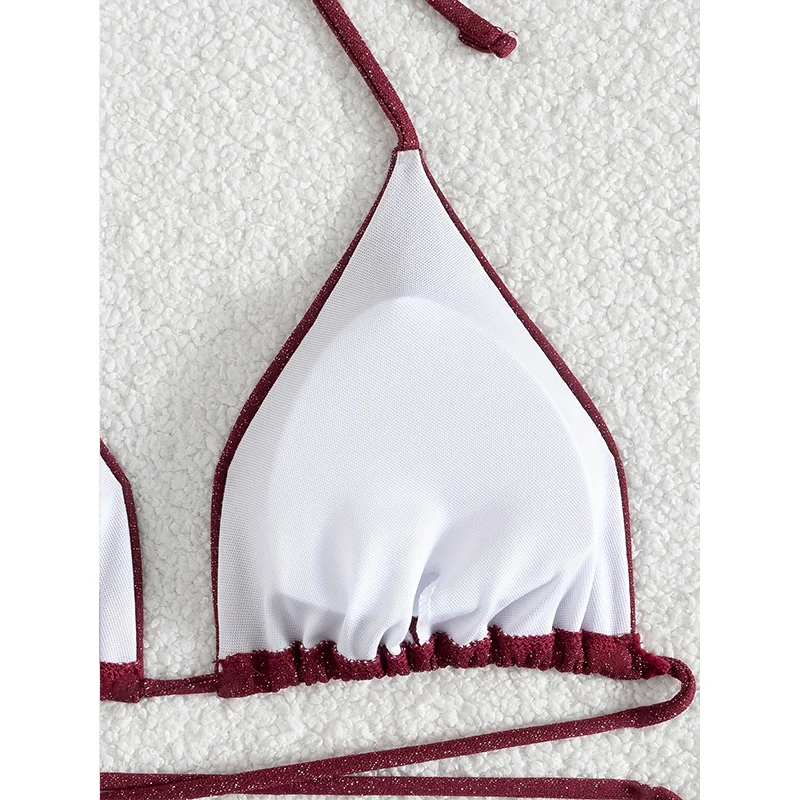 FASKOB однотонный сексуальный купальник-бикини на шнурке женский купальник из двух