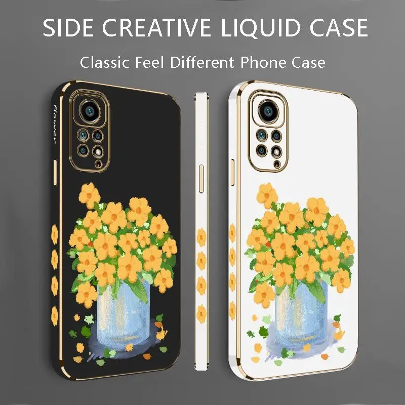 Oil Painting Flower Luxury Plating Phone Case For Xiaomi Redmi Note 11 Pro Plus 12Pro Plus 11 11S 10 Pro 12 9S 8 Pro Cover