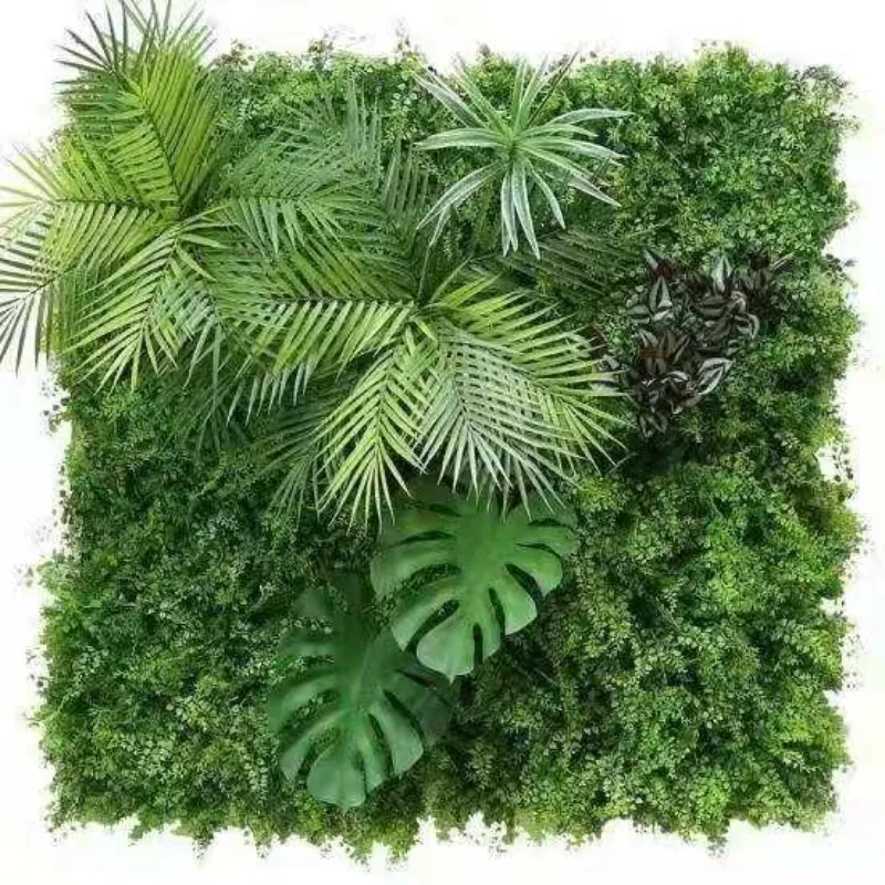 

Artificial Plant Wall Turf 1*1M Fake Restaurant Cafe Interior Decor Realistic DIY Green Lawn Bright Leaves Outdoor Garden Grass