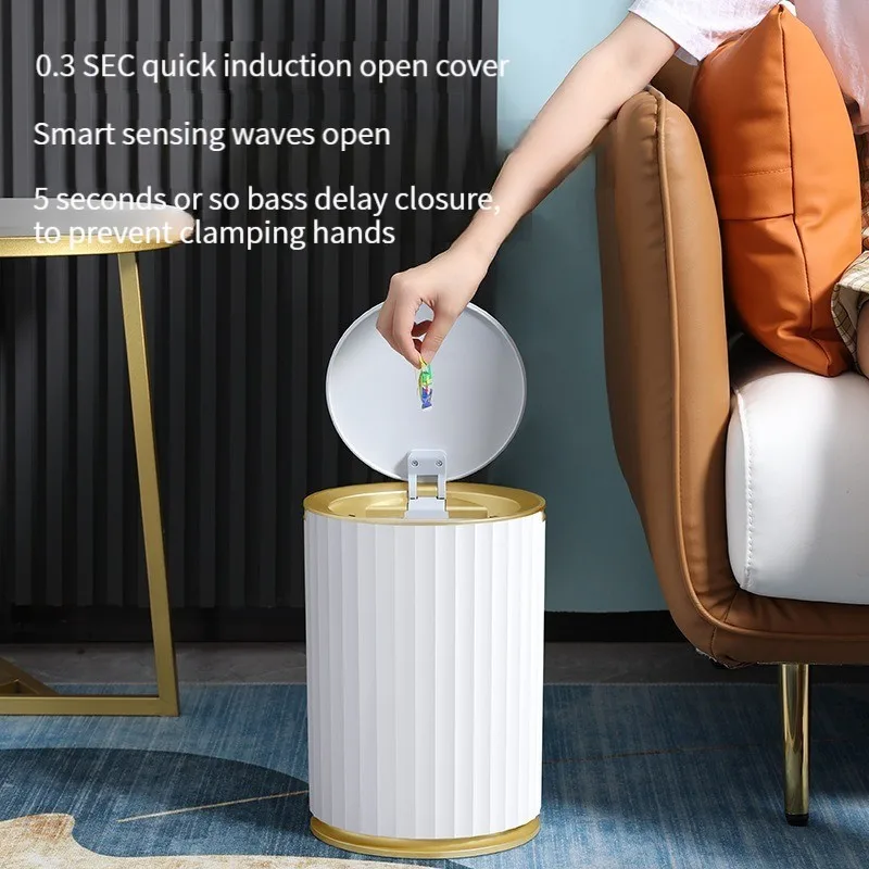 

10L Smart sensor trash can toilet bathroom living room bedroom household automatic sensing waterproof trash can with cover