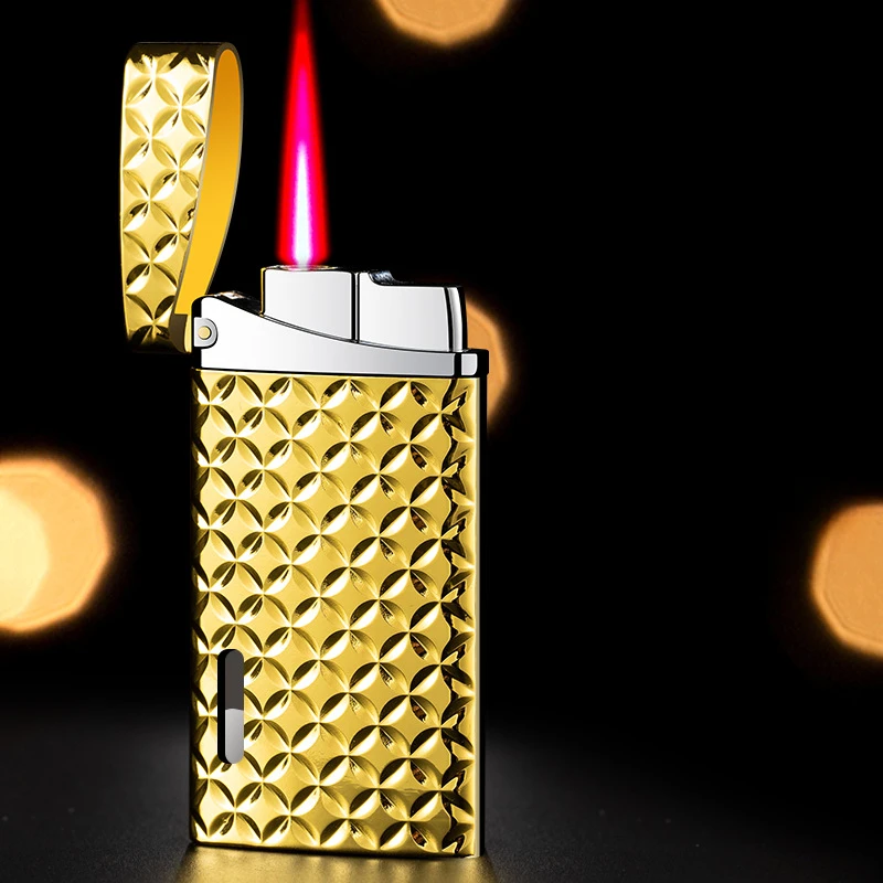 Запальничка Jet Red Flame мощная трубка прямая огненная видимая бутановая газовая