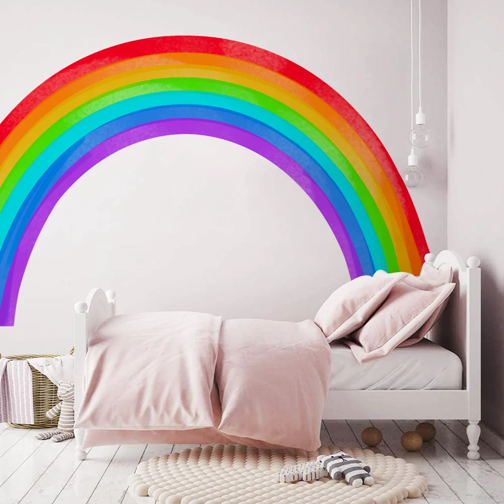 ew akwarela tęcza zdejmowana naklejka ścienna przedszkole Peel&ampStick ściana salon naklejki artystyczne wnętrze pokoju chłopca Home Decor