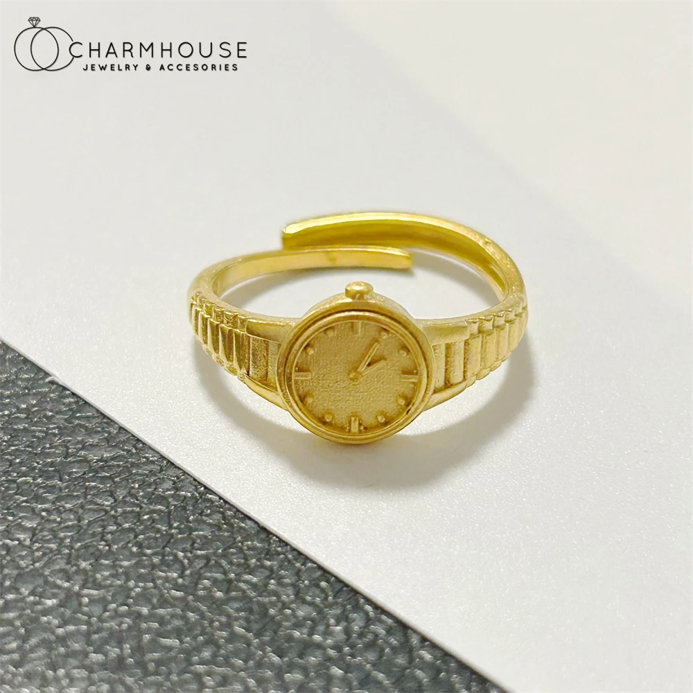 

Engagement Rings for Women Gold GP Watch Shape Finger Ring Adjustable Anillos Bague Femme Wedding Jewelry Accessories Party Gift