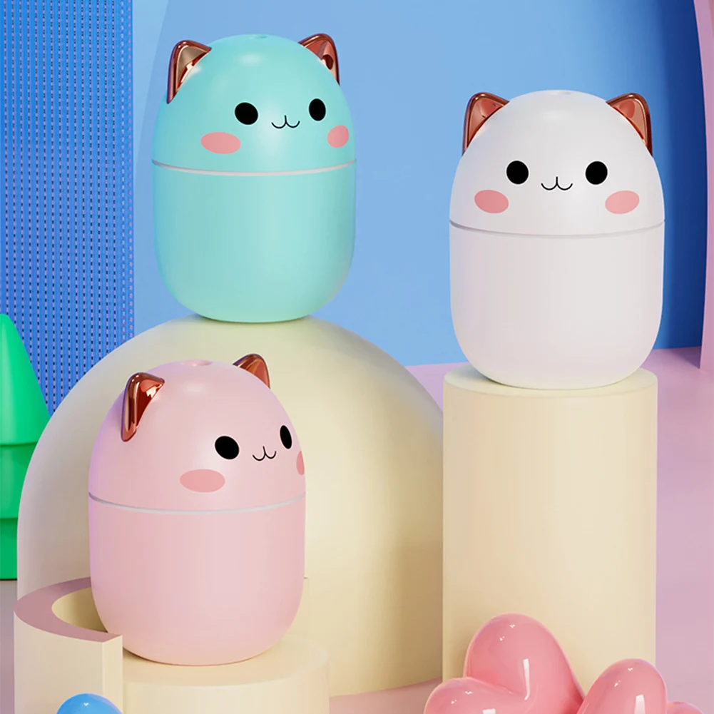

Portable 250ml Air Humidifier Cute Kawaii Aroma Diffuser With Night Light Cool Mist For Bedroom Home Car Purifier Humificador