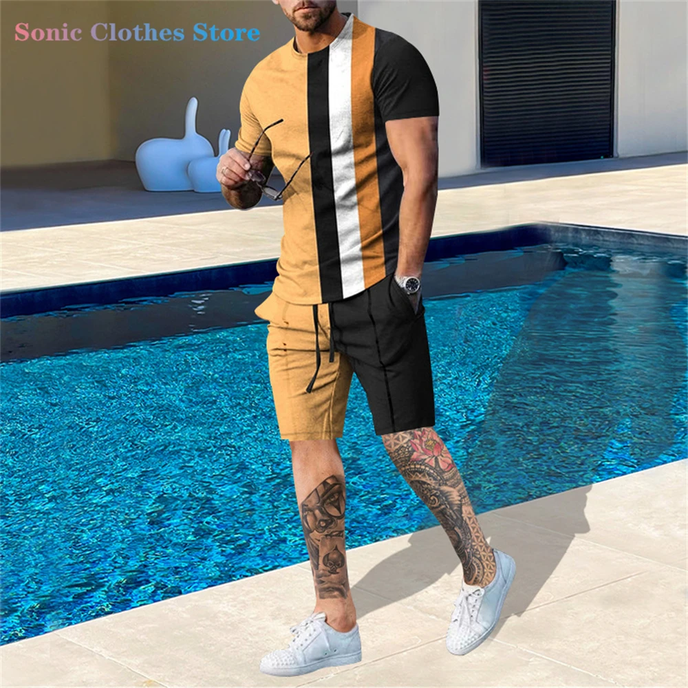 Summer Men Set Fashion 2-piece Set Men T-shirt Shorts Pants Suit Casual Short Tracksuit Set Oversized Clothes Mens Jogging Sets