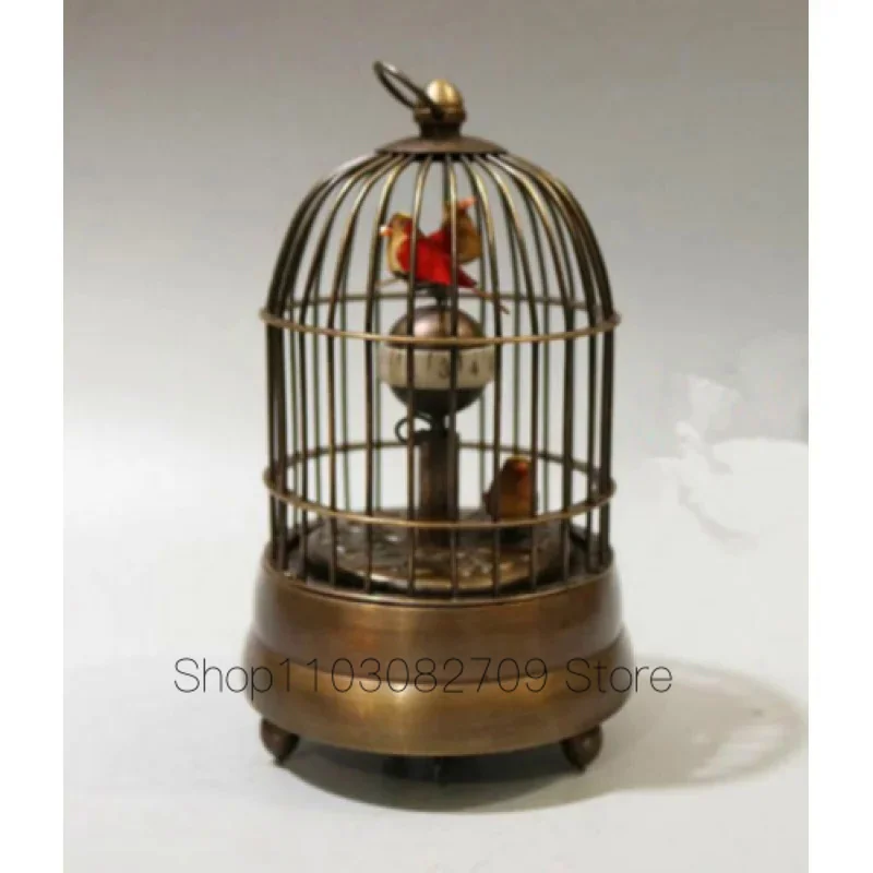 

Сборные декоративные старые медные РЕЗНЫЕ птицы в клетке механические настольные часы