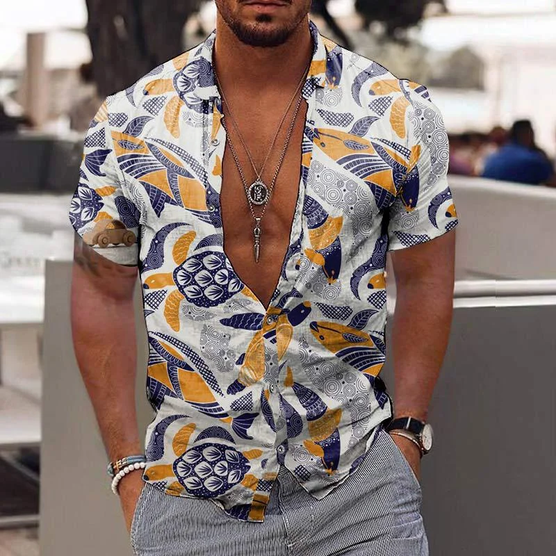 

Printing Hawaiian Compression Camisa Floral Masculina Social Short Sleeve Shirt Casual Vintage Clothes On Promotion Slim Fit