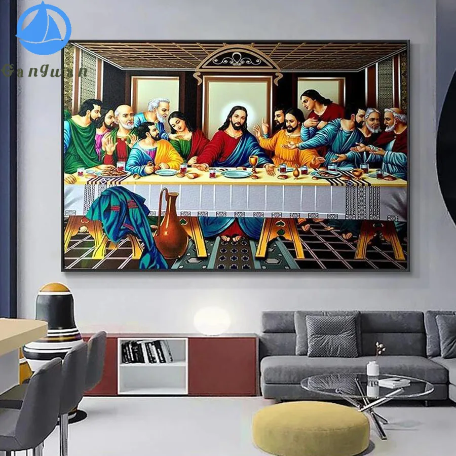 

The Last Supper By Da Vinci's Famous full diamond Painting cross stitch Modern Wall Art mosaic Pictures for Living Room Decor