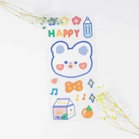 cute girl heart milk tea tea bear hand account sticker cartoon mug sticker creative student water cup transparent sticker