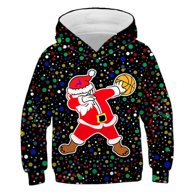 

Merry Christmas Santa Claus With Deer Printed Hoodie Sweatshirt 3-14 Ys Kids Boys Jacket Warm Coats Kids Girls Sweaters Cotton