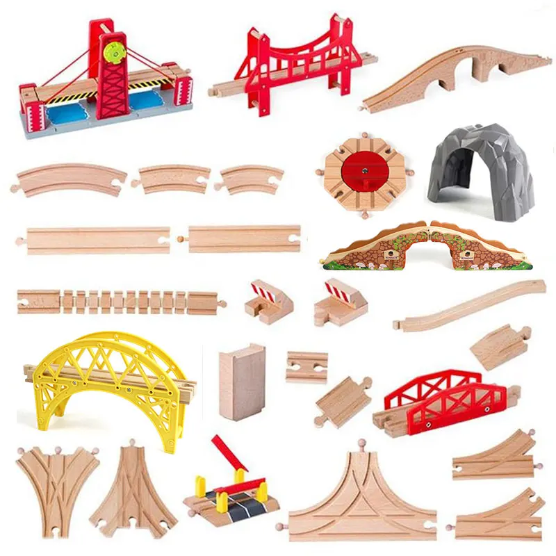 

Play Pack Wooden Bulk Track Train Set Slot Toys Multi Race Track Toy Railway Expansion Accessories Education Activities for Kids