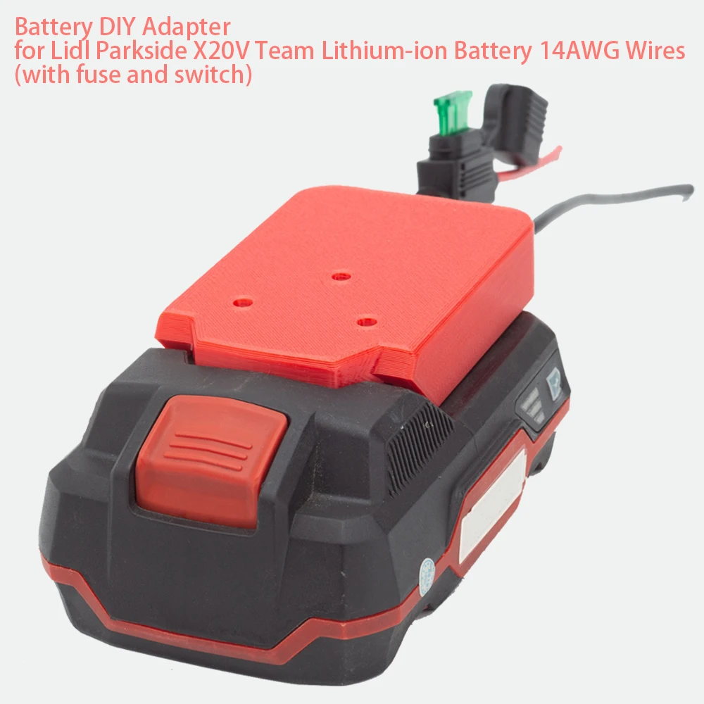 

Battery DIY Adapter for Lidl Parkside X20V Team Lithium-ion Battery 14AWG Wires（with fuse and switch）