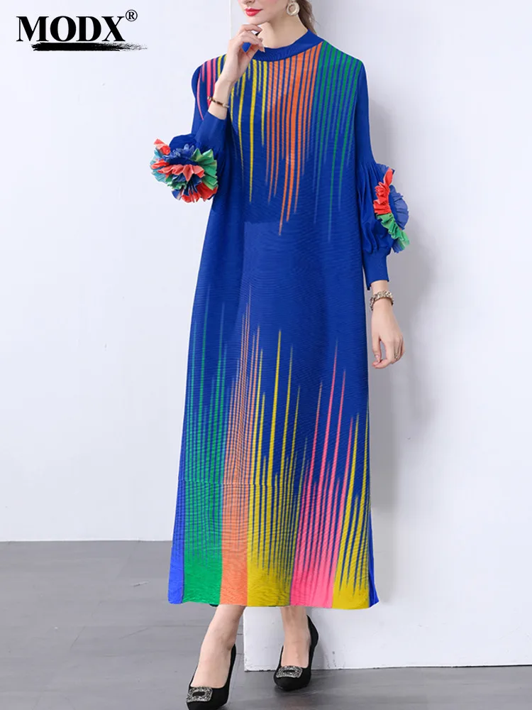 Платье с прямым управлением Miyake Wrinkle Heavy Industry Panhua длинное платье принтом морщин