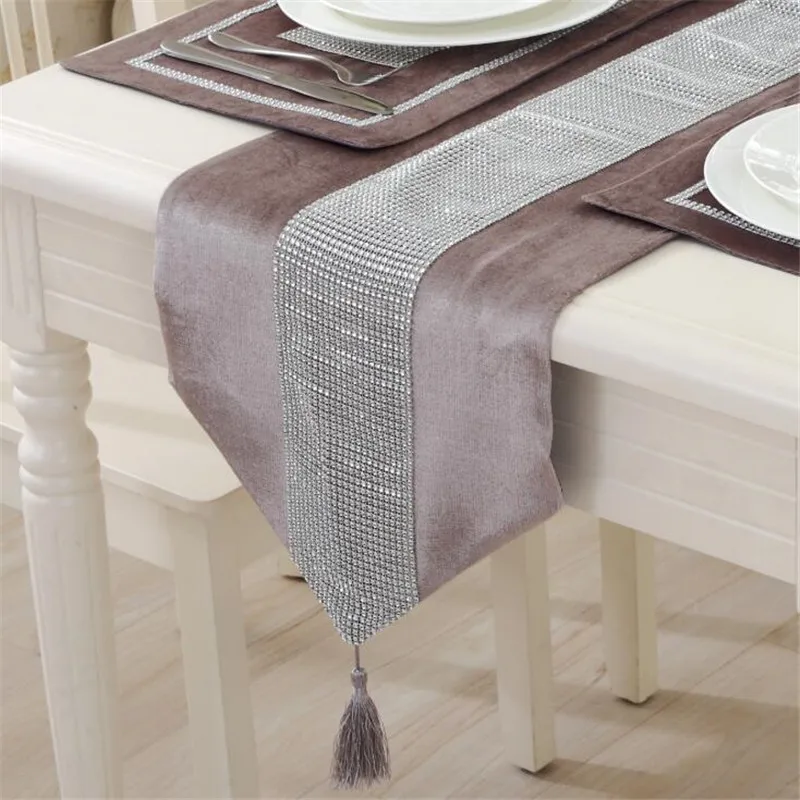 

Modern Diamond Velvet Table Runner Dining Placemats Tablemats Home Decor Wedding Party Decoration
