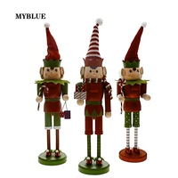 myblue 49cm christmas elf wood nutcrackers puppet home home decor crafts sculpture statue ornament