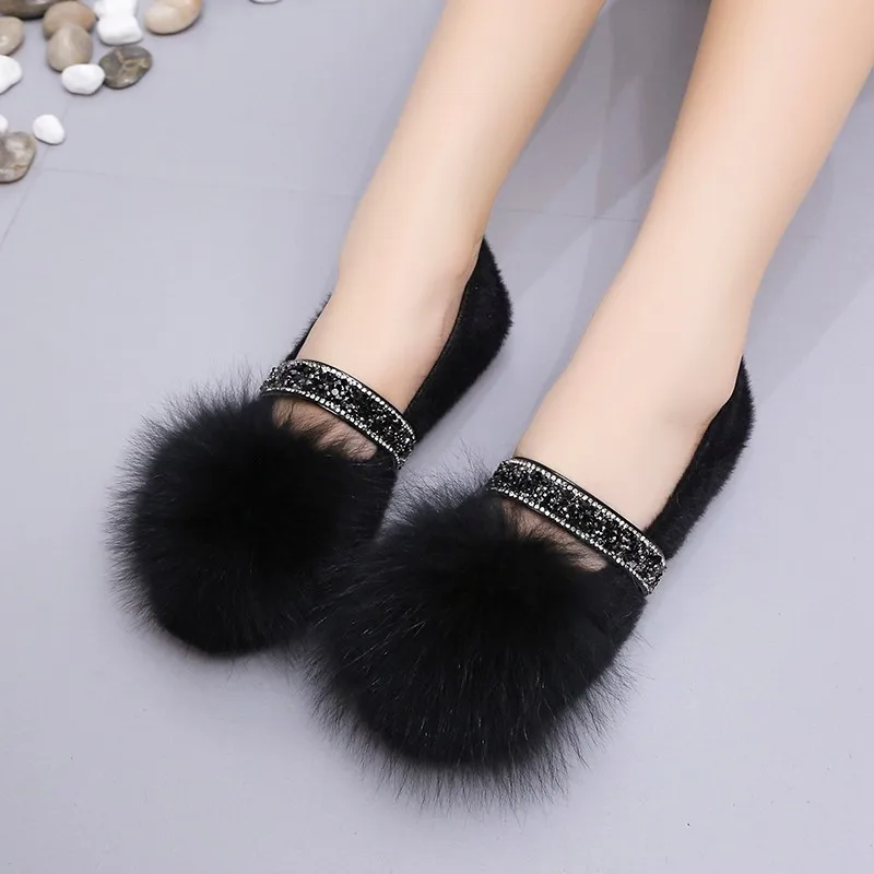

Women's Shoes 2022 Winter Women's Flat Shoes Casual Soft Bottom Beach Shoes Fashionable Rhinestone Plush Shoes Zapatos De Mujer