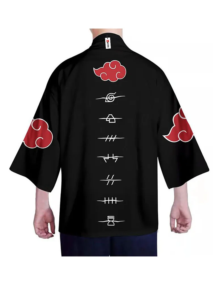 Кимоно с красными облаками из аниме Наруто Узумаки Акацуки рубашка хаори юката
