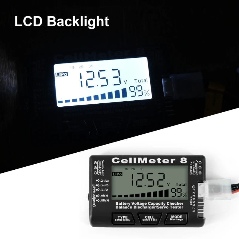 Многофункциональный цифровой силовой сервотестер CellMeter 8 балансир разрядника