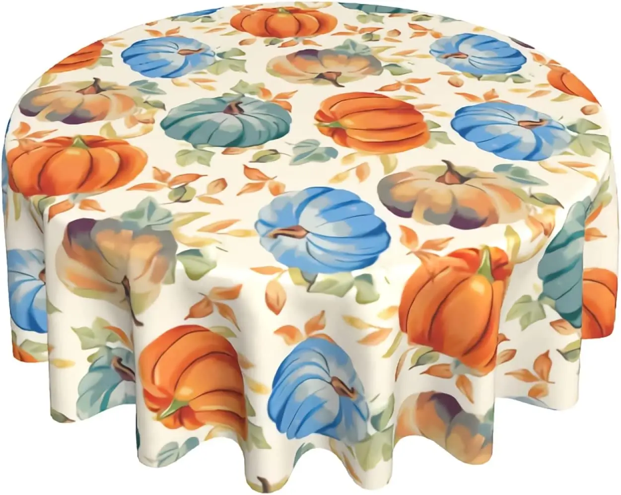 

Fall Leaves Tablecloth 60 Inch Round Thanksgiving Day Pumpkins Tablecloths Washable Harvest Farmhouse Table Cloth