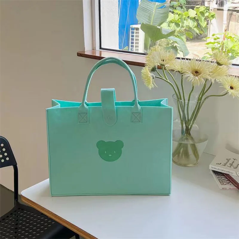 

Large Capacity Felt Thicken Shopping Portable Bags Cartoon Felt Female Handbag for Women Grils Kids Multifunction Tote Bag 30*20