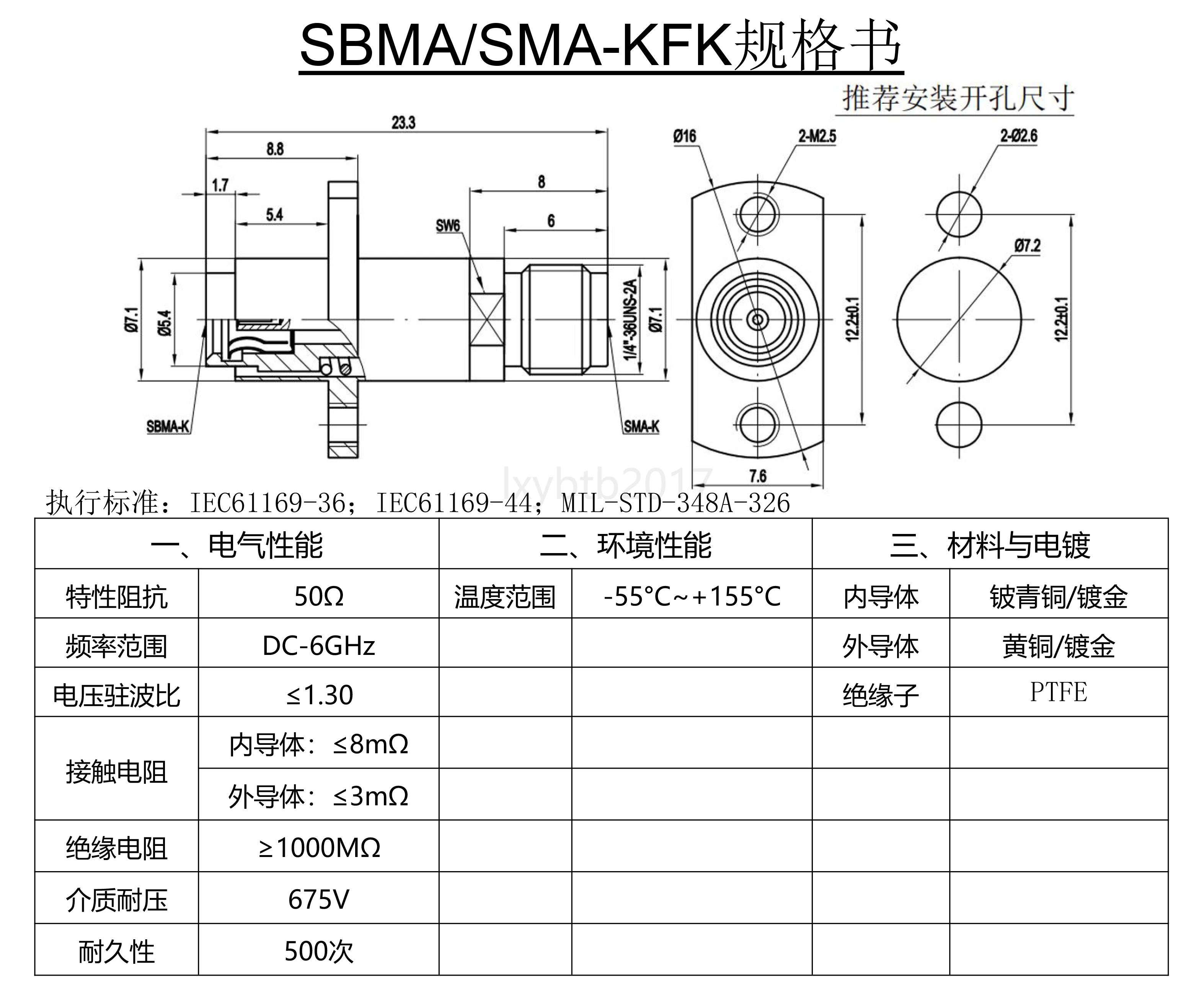 Переходник SBMASMA-KFK Фланец с двумя отверстиями SBMA-K Расстояние между отверстиями 12,2 мм «мама-мама» SMA-K (art.: 3920d417c8a9c) - 3920d417c8a9c
