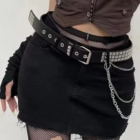 punk belt with chain rivets of women men metal buckle high quality waist strap waistband versatile jeans girdle
