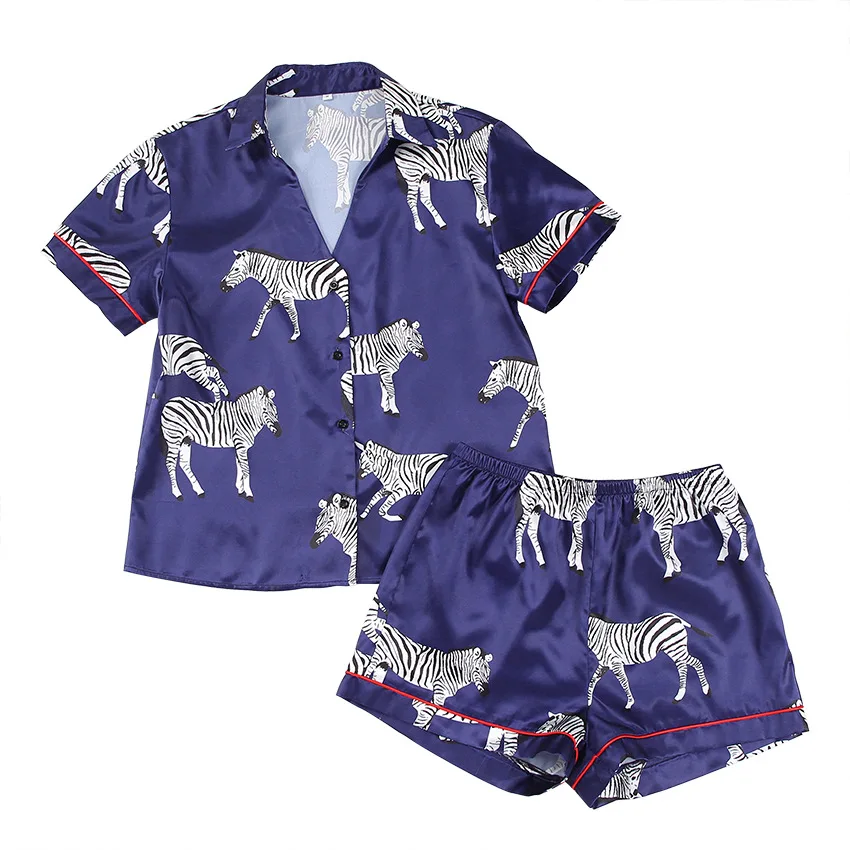 Ladies Silk Toy Story Pyjama Women Short Animal Pyjamas Satin Pj Set Satin Sleepwear Home Wear Summer Teenagers Night Wear