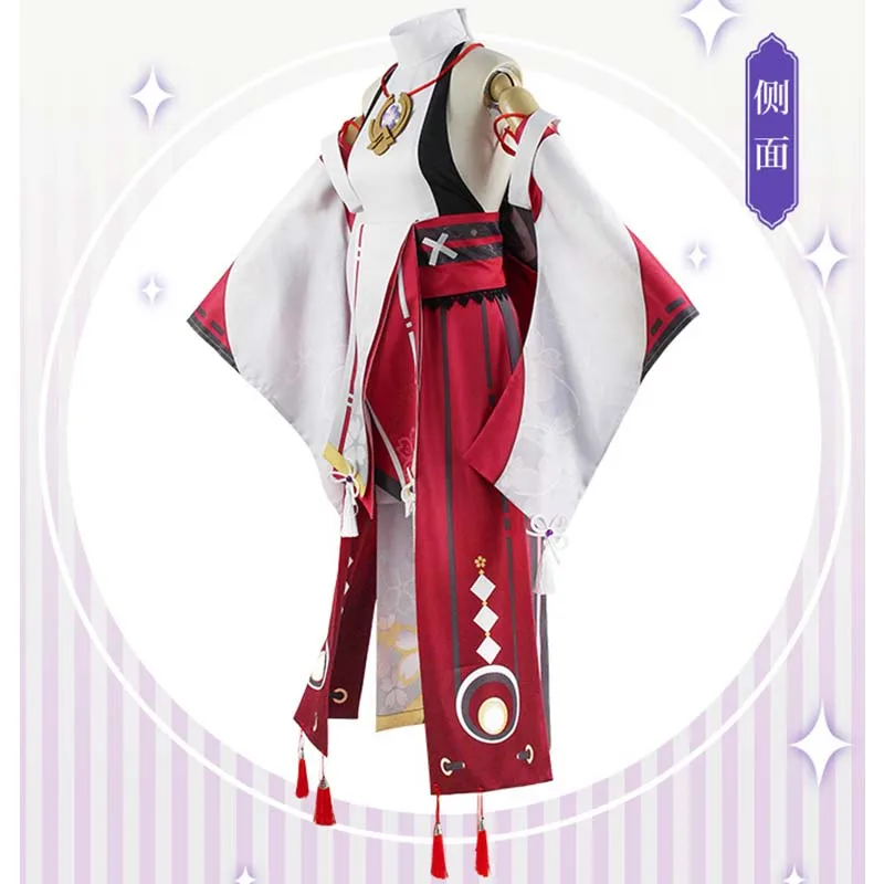 Genshin Impact Yae Miko Cosplay Costume Guuji Yae Fancy Outfits Guuji Full Set Guuji Yae Dress Wig Headwear Ears Tail Game Suit