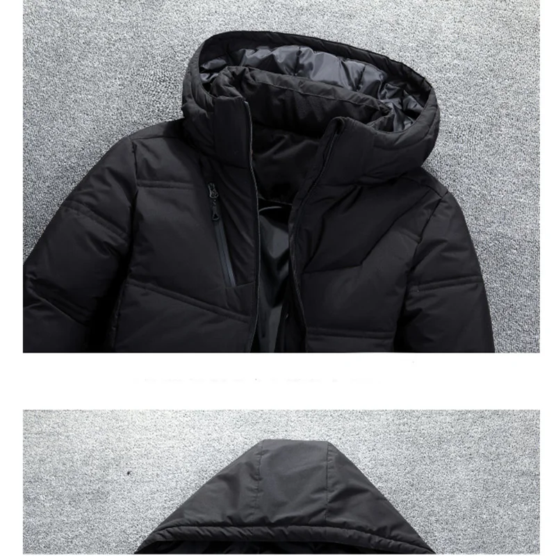2022 Quality Brand Men Down Jacket Slim Thick Warm Solid Color  Hooded Coats  Fashion Casual Down Jackets Male  Men Winter Coat