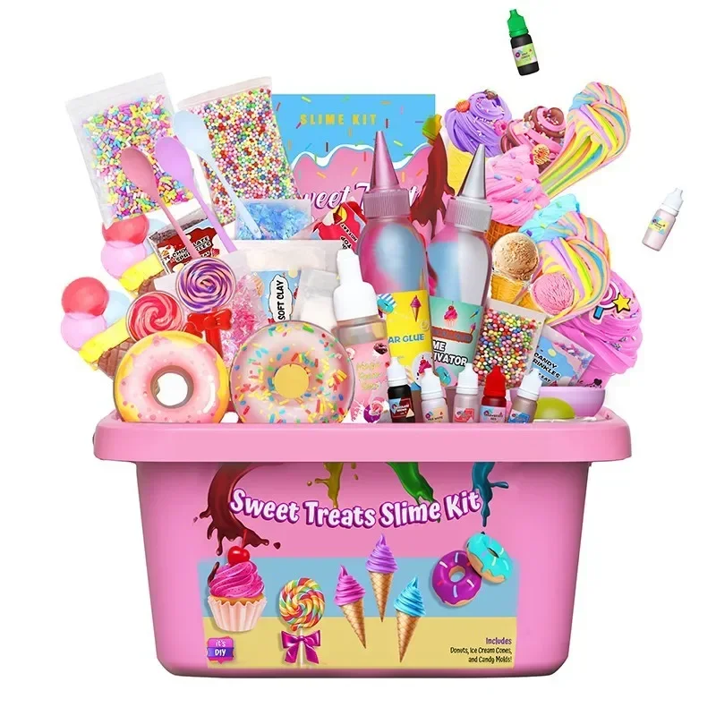 Sweet Treats Slime Kit Diy Foaming Glue Fake Water Girl Bubble Set Crystal Mud Safety DIY Ice Cream Squishy Toy with Box