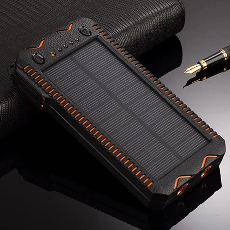 20000mah solar power bank high capacity phone charging power bank with cigarette lighter double usb outdoor emergency charger free global shipping