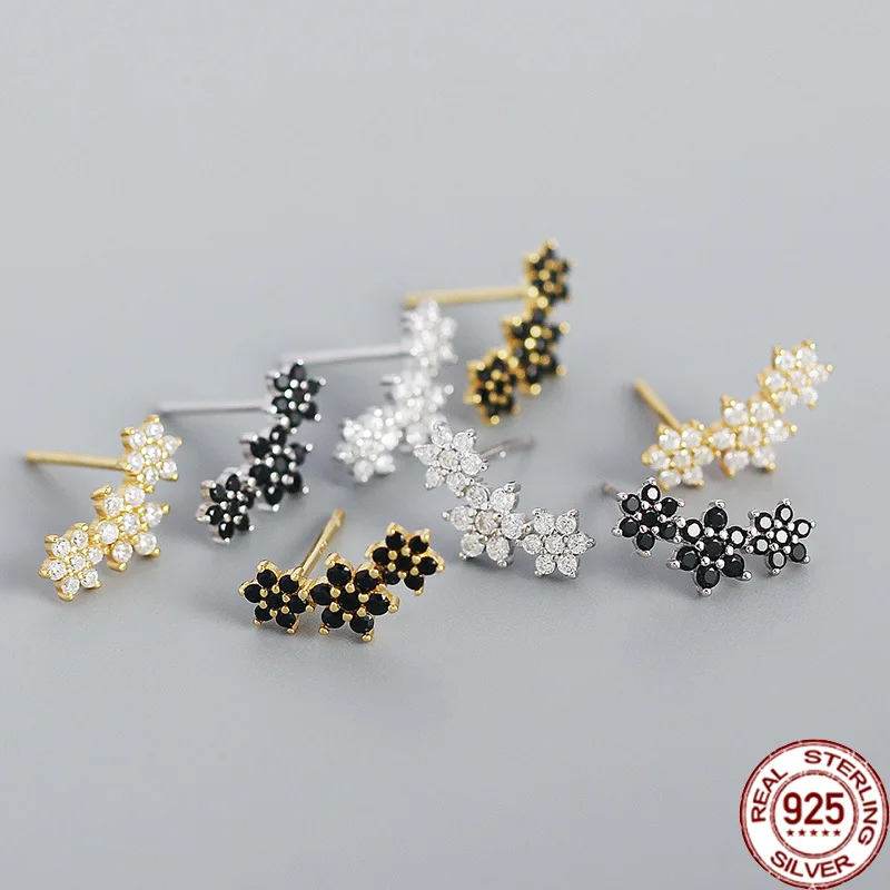 

Женские серьги из серебра 925 пробы, с цветами и фианитами