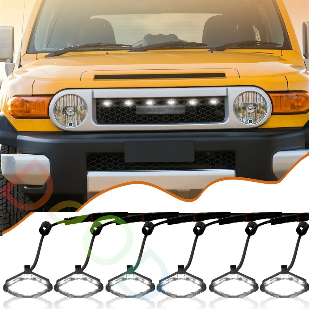 Фото Решетка радиатора с подсветкой для Toyota FJ Cruiser 2007-2022, ABS-пластик, аксессуары для тюнинга №1
