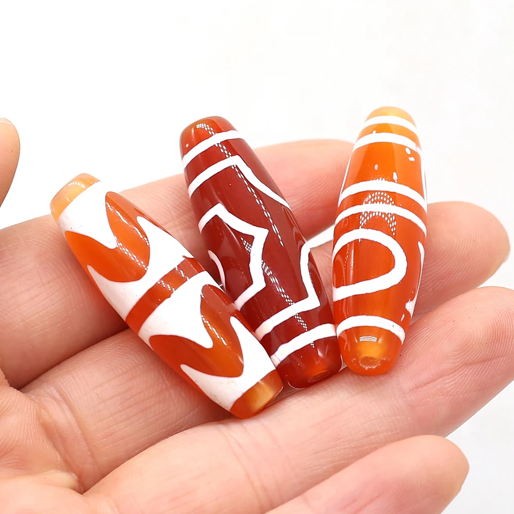 

Vintage Tibet Dzi Beads Loose Spacer Patterns Amulet Bead for Jewelry Making Diy Women & Man Necklace Bracelet 12x38mm