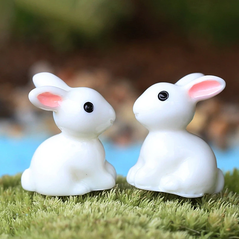 

5/10Pcs Garden Miniatures Cute Crafts Figurines Garden Decoration Resin Bunnies