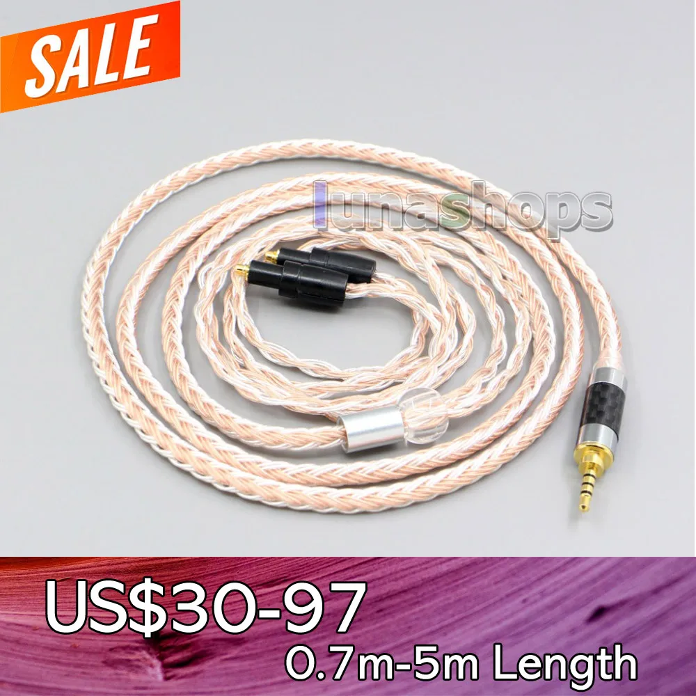 

LN005835 2.5mm 3.5mm XLR 4.4mm TRRS Balanced 16 Core OCC Silver Mixed Headphone Cable For Shure SRH1540 SRH1840 SRH1440