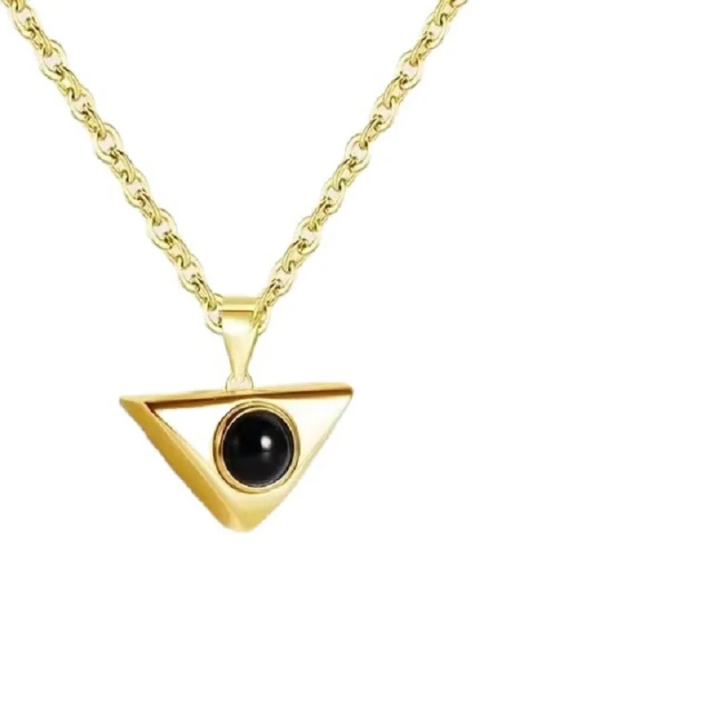 Simple Triangle Necklaces Couples Custom Photo Projection Necklace Pendant Choker Valentine's Day Xmas Accessories Jewelry Gift