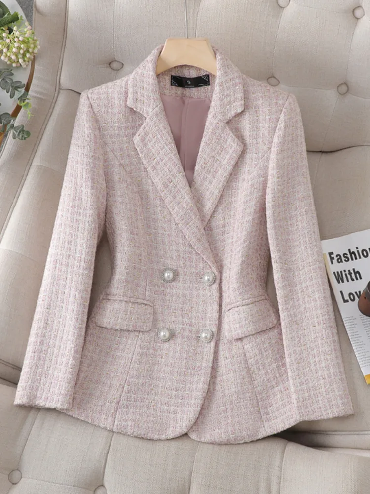 

High Quality French Small Fragrant Tweed Blazer Coat For Women Fall Winter Korean OL Fashion Woolen Suit Outwear Casaco Feminino