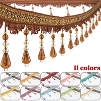12 meter 9cm width tassel fringe trim pumpkin crystal beaded ribbon for sewing curtain accessorie upholstery lace trim decor