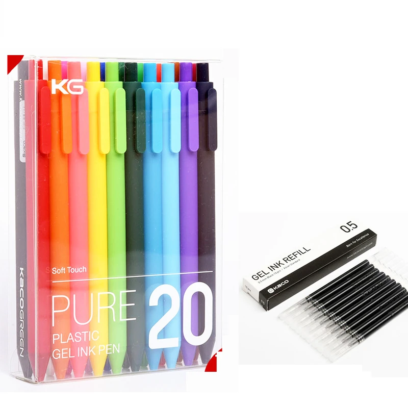 

20pcs/Set Pen Sign Pen 0.5mm Signing Pens Smooth Switzerland Refill Japan Ink colorful ink
