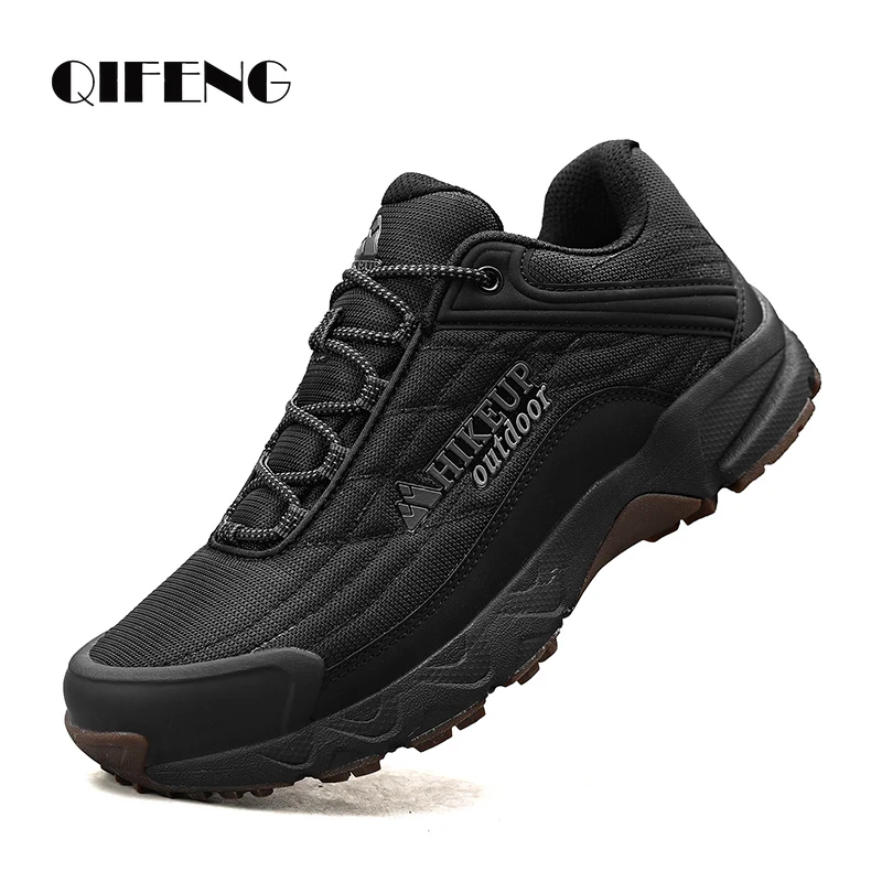 

2022 Men Outdoor Shoes Wear Resisting Trekking Mountain Hiking Sneakers Classic Climbing Footwear Black Walking Shoes Rubber