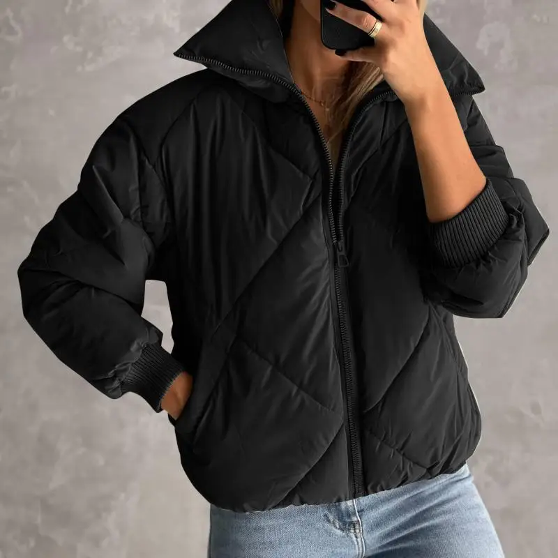

Winter Coat for Women Padding Parkas Zipper Puffer Jacket Women 2022 Very Warm Quilted Long Sleeve Solid Thick Female Outwear