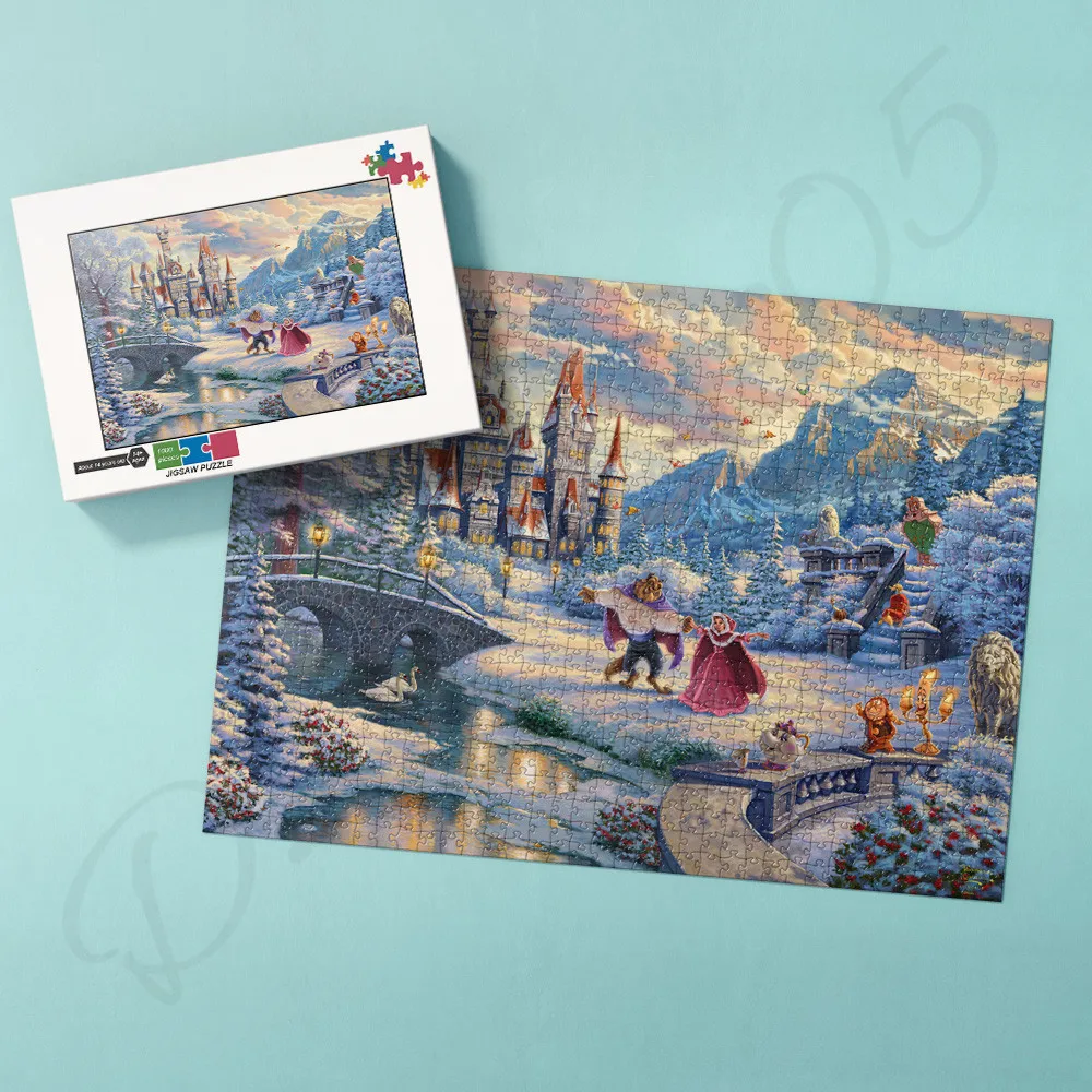 

Disney Puzzles for Kids Beauty and The Beast Animated Movie Poster 1000 Piece Wooden Jigsaw Puzzles Educational Toys and Hobbies