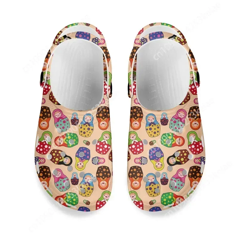 Сандалии Da Uomo Scarpe Estive Con Foro Antiscivolo Zoccoli Motivo Matryoshka Ciabatte Piatte Spiaggia D