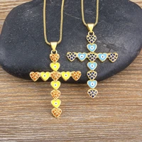 nidin hot sale female 4 colors cross pendant inlaid zircon heart fashionable versatile necklace party rhinestone chain jewelry