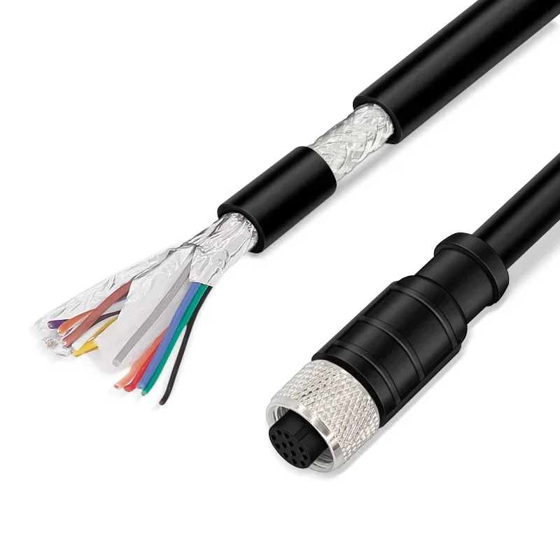 

M12 A-тип 4/5/8/12/17-контактный соединительный кабель Водонепроницаемый IP67 Датчик кода A-Code Провод ввода-вывода Шнур питания Мужской Женский Авиационный штекер с линией