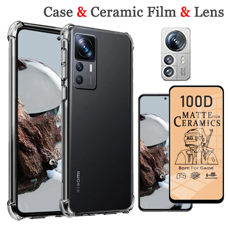 

case&ceramic film for xiaomi 12t pro matte film xiaomi 12t case 12 T Anti-Scratch cover xiaomi12tpro soft glass/etui xiaomi-12t not tempered glass